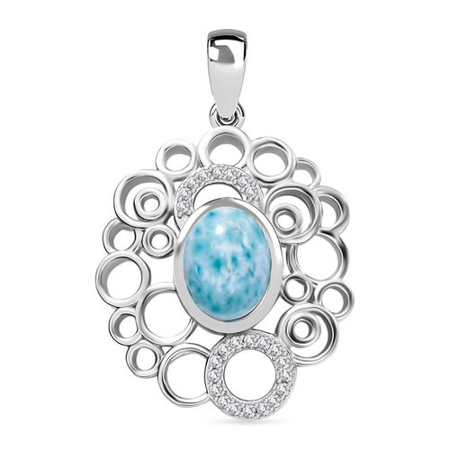 AA Natürlicher grüner Larimar und Zirkon Anhänger - 2,56 ct. image number 0