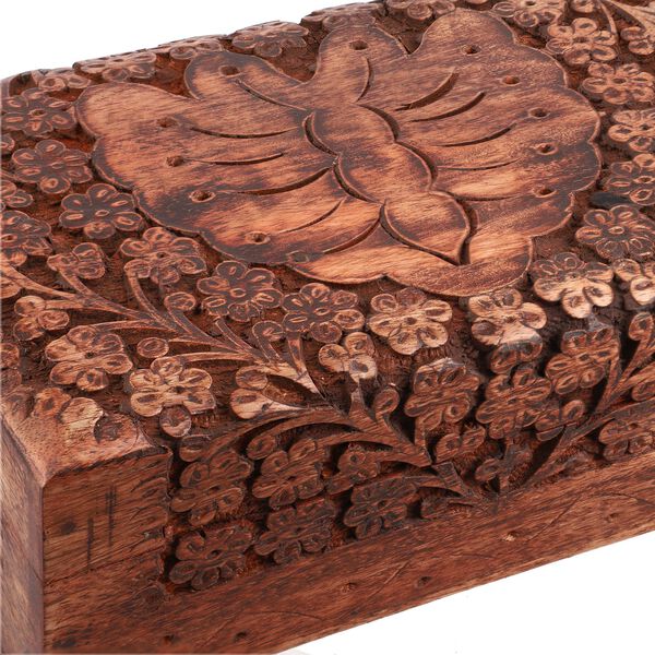 3er Set Handgeschnitzes Boxen aus Sheeshamholz mit Kaschmir und Schmetterling, 21x13 cm image number 10