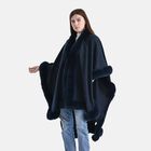 LA MAREY - Poncho mit Kunstfellbesatz und Kristall-Detail, Rot, Einheitsgröße