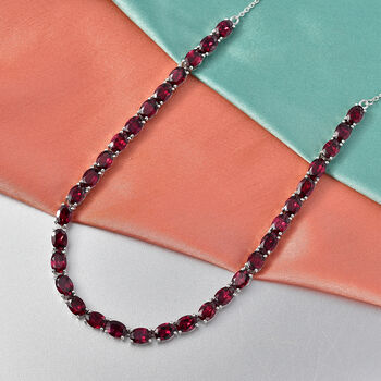 D'Joy AA Nat&uuml;rlicher Rhodolith Granat Halskette ca. 45 cm 925 Silber rhodiniert ca. 31,68 ct.