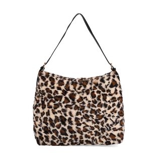 Leopardenmuster-Fellimitat-Tasche, 46x11x35 cm, Braun-Beige Leopardenmuster-Fellimitat-Tasche, 46x11x35 cm, Braun-Beige