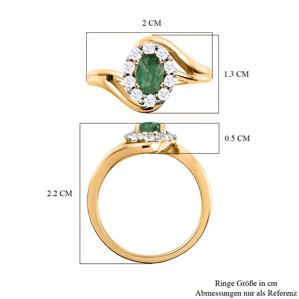 Sambischer Smaragd und wei&szlig;er Zirkon-Ring - 0,92 ct. image number 7