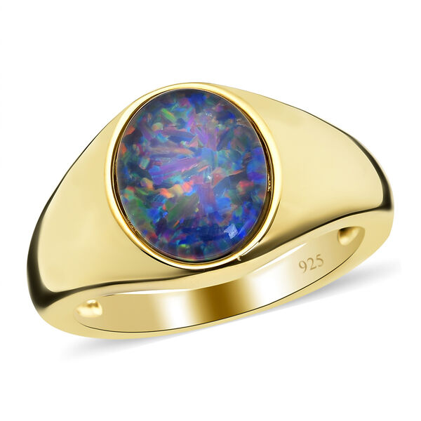 Boulder Opal Triplett-Ring, 925 Silber vergoldet  ca. 2,02 ct image number 6