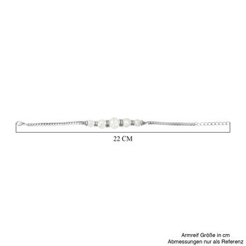 Wei&szlig;es K&uuml;nstlicher-Opal-Armband, ca. 18.5 cm + 3.5 cm Extender, 316L Edelstahl