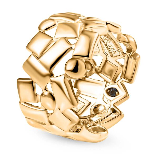 GP Royal Art Deco  - Kollektion - Kanchanaburi Blauer Saphir Ring 925 Silber 750 Gelbgold Vermeil (Gr&ouml;&szlig;e 17.00) image number 4