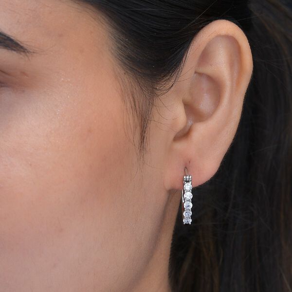 LUSTRO STELLA Hergestellt mit ZIRKONIA Creolen 925 Silber Platin-&Uuml;berzug image number 3