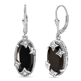 D'Joy Elite Shungit, Weißer Zirkon Ohrringe 925 Silber platiniert ca. 5.19 ct