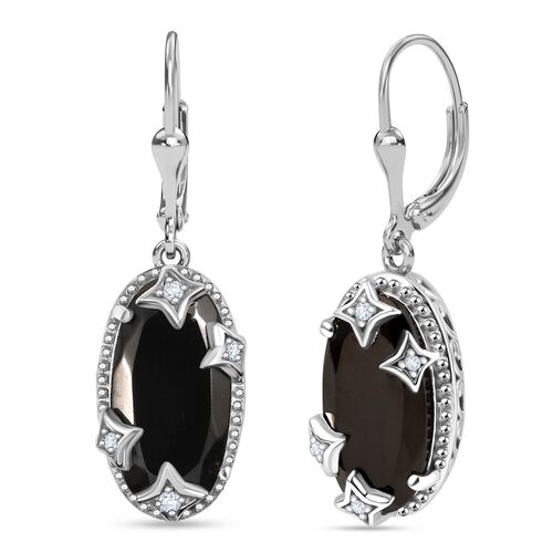 D'Joy Elite Shungit, Weißer Zirkon Ohrringe 925 Silber platiniert ca. 5.19 ct image number 0