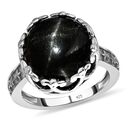 Schwarzer Stern Diopsid-Ring, 925 Silber platiniert (Größe 18.00) ca. 9.99 ct image number 3