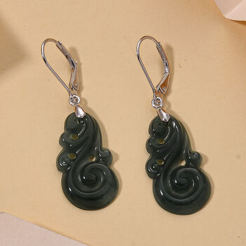 D'Joy Nat&uuml;rlicher Olmek Jadeit Ohrringe 925 Silber Rhodiniert ca. 10,00 ct.
