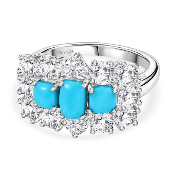 D'Joy Sleeping Beauty T&uuml;rkis Ring 925 Silber Rhodiniert (Gr&ouml;&szlig;e 17.00) ca. 3,56 ct