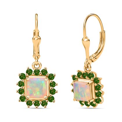 Opal Radiance - D joy Nat&uuml;rlicher, &auml;thiopischer Welo Opal, Nat&uuml;rlicher Chromdiopsid Starlit Ohrringe 925 Silber 750 Gelbgold Vermeil ca. 2.13 ct