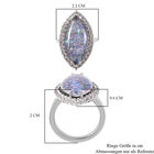 Boulder Opal Marquise Schnitt und Zirkon Ring 925 Silber Rhodium-Überzug image number 2