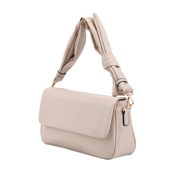 Umhängetasche aus Kunstleder mit abnehmbarem Riemen, Größe 27x7x15 cm, Beige image number 7