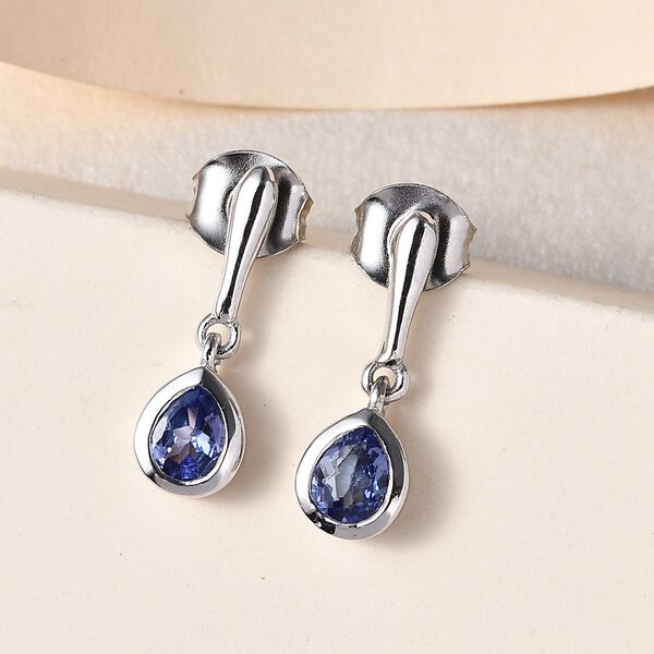 AA Tansanit Solit&auml;r Ohrh&auml;nger in Silber, 0,62 ct. image number 2