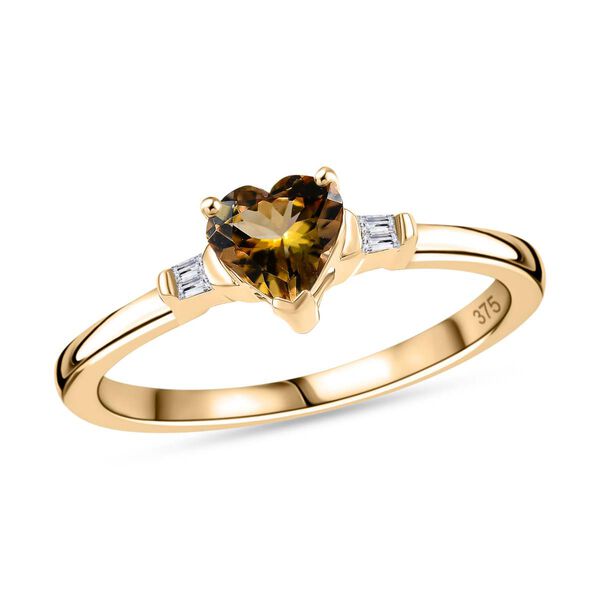 AA Natürlicher goldener Tansanit und Diamant Ring in 375 Gold - 0,82 ct. image number 4