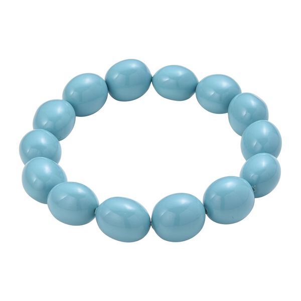 Sleeping Beauty t&uuml;rkisfarbene Oval Muschelkernperle 50cm Halskette und flexibles Armband image number 7