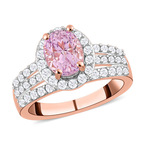 AA Martha Rocha Kunzit und wei&szlig;er Zirkon-Ring, 925 Silber Ros&eacute;gold Vermeil  ca. 2,62 ct image number 4