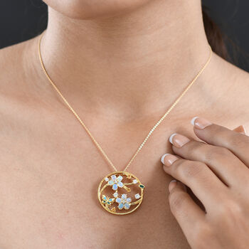 GP Italian Garden Kollektion- AA &auml;thiopischer Welo Opal, Citrin, Zirkon und blauer Saphir Anh&auml;nger mit 50cm Kette - 1,49 ct.