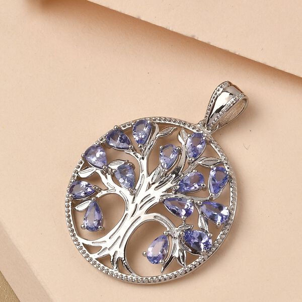 Tansanit Lebensbaum-Anh&auml;nger in Silber 3,21 Ct image number 3