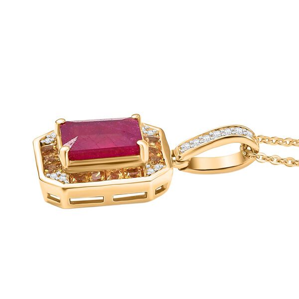 D'Joy AA Afrikanischer Rubin (Fissure gef&uuml;llt), Gelber Saphir Anh&auml;nger mit Kette ca. 50 cm 925 Silber 750 Gelbgold Vermeil ca. 3,25 ct. image number 4