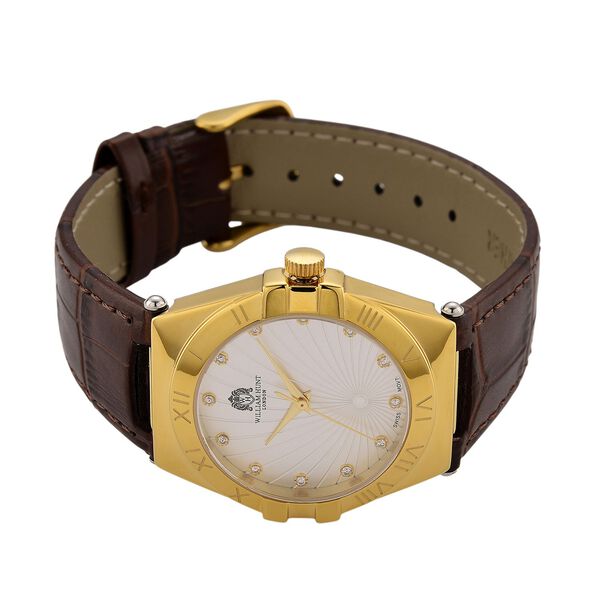 WILLIAM HUNT - Lab Grown Diamant Schweizer Uhrwerk, Uhren 21.5 cm 316L Edelstahl IP-Gelbbeschichtung image number 4