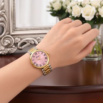 GENOA - Uhr mit Automatikwerk Dandong und Zifferblatt in Ros&eacute;rosa, luxuri&ouml;ses Design, bicolor