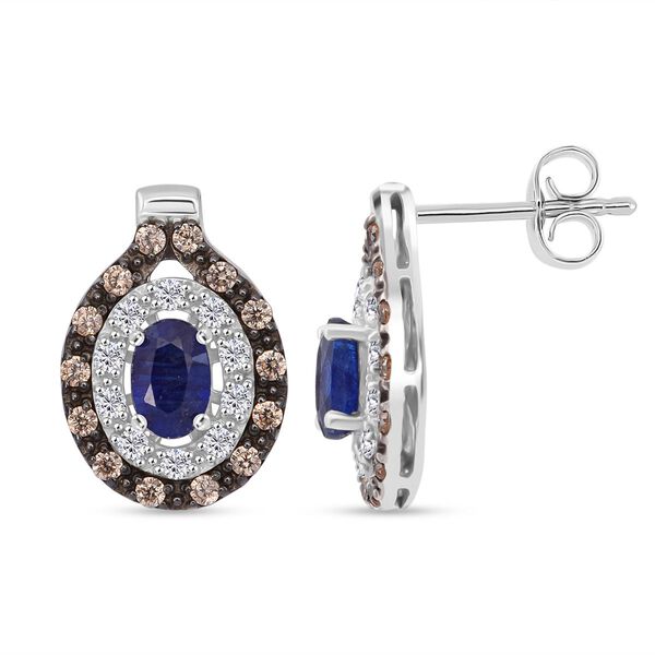 D'Joy Masoala Saphir (Fissure gef&uuml;llt), Kaffee Zirkon Ohrringe 925 Silber rhodiniert ca. 2,73 ct.