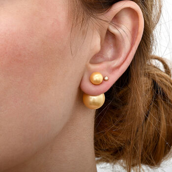 Mode goldene Muschelperlen-Ohrstecker