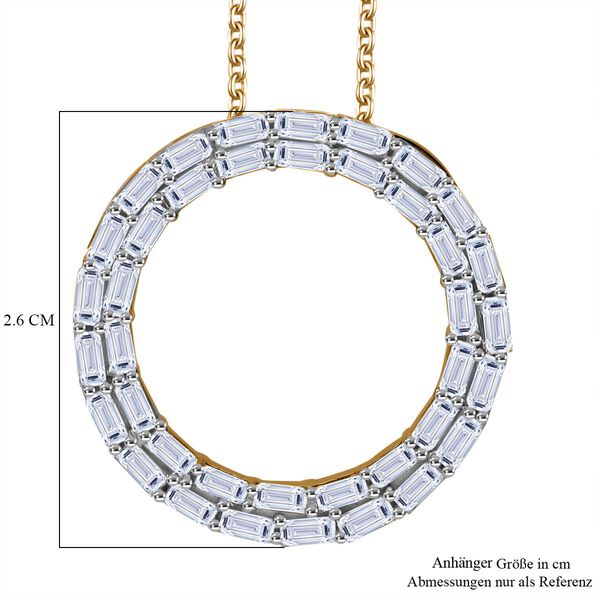 LUXURIANT SGL zertifizierter SI-GH Labor Diamant Anh&auml;nger mit 50cm Kette, 925 Silber 750 Gelbgold Vermeil - 2 ct. image number 5