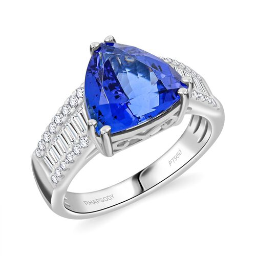 RHAPSODY zertifiziert und geprüft AAAA Tansanit und VS-EF Diamant Ring in 950 Platin - 5,3 ct. image number 0