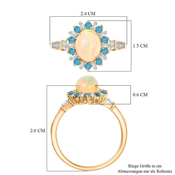 AA Natürlicher, äthiopischer Welo Opal, Neon Apatit und Moissanit Ring - 1,97 ct. image number 7
