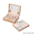 Schmuck Organizer mit Krokoprägung, Spiegel und Fächer, 23,5x18,5x8,5 cm, Elfenbein