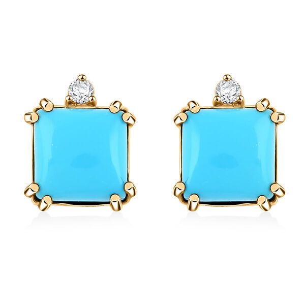 LUXORO zertifiziert und gepr&uuml;ft AAA Sleeping Beauty T&uuml;rkis und Diamant Ohrringe in 417 Gold - 3,60 ct.