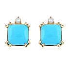 AAA Amerikanischer Natürlicher Sleeping Beauty Türkis, Weißer Diamant Ohrringe, AGI zertifiziert und geprüft, 417 Gold ca. 3.60 ct