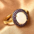 Natürlicher Äthiopischer Opal und Rosa Saphir Halo Ring 925 Silber Gelbgold Vergoldet image number 1