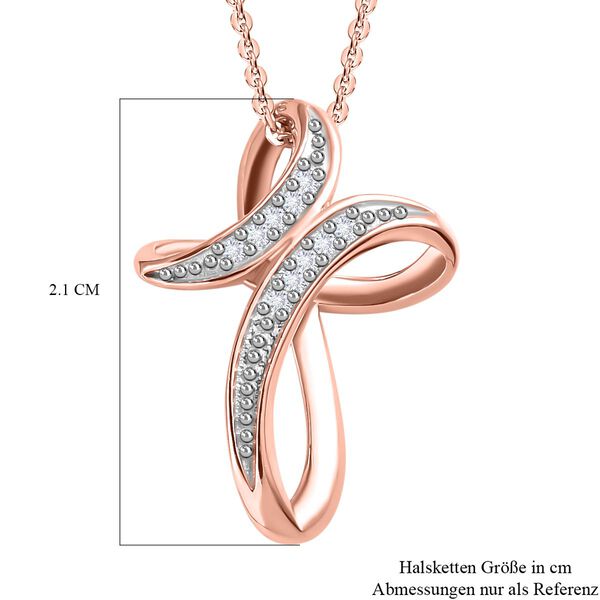 Wei&szlig;er Diamant Anh&auml;nger mit Kette, 925 Silber Ros&eacute;gold Vermeil image number 7