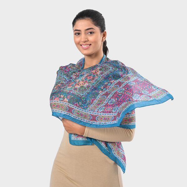 Geldbörsen-Set mit Vogel-Muster und bedruckter Schal aus 100% Seide image number 9