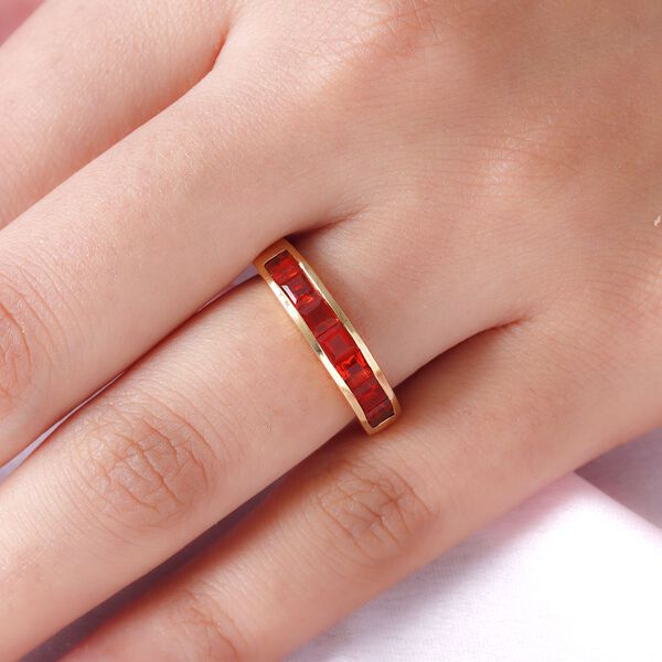 Purpurroter Feueropal-Ring, 925 Silber Gelbgold Vermeil  ca. 0,79 ct image number 3