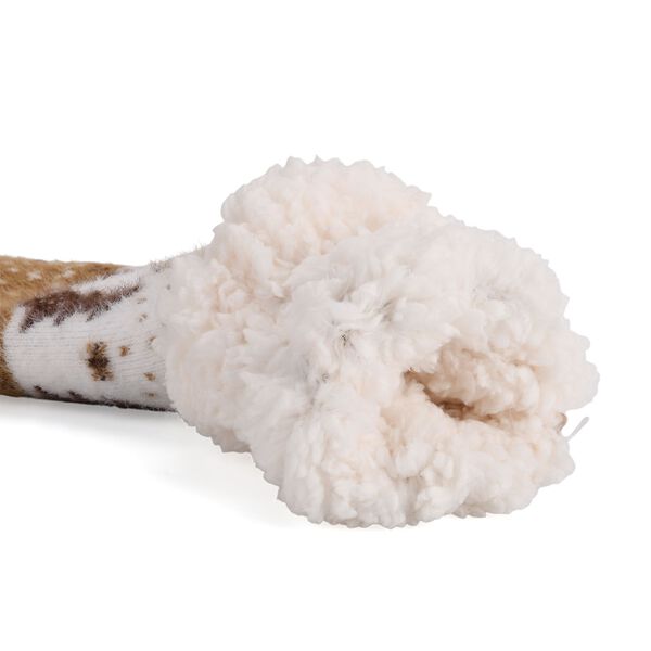 Kuschelige Sherpa Socken, Weihnachtsbaum-Muster, Beige image number 4