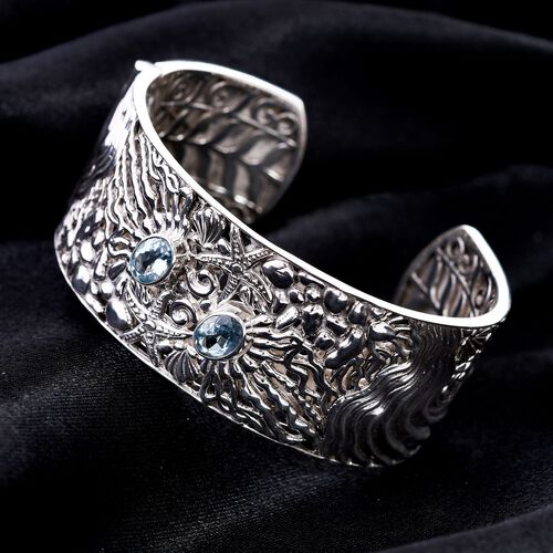 Royal Bali Kollektion- Himmelblauer Topas Armreif 19 cm- 2,90 ct. image number 1