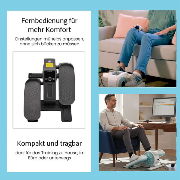 LIVMORE Original kompakter Elektro Stepper, Anti-Rutsch-Pedale, Anzeige und Fernbedienung, 47&times;42&times;23,5 cm, Schwarz image number 4