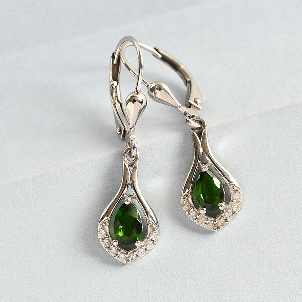 Nat&uuml;rlicher Chromdiopside Ohrh&auml;nger 925 Silber platiniert ca. 0,97 ct&nbsp; image number 2