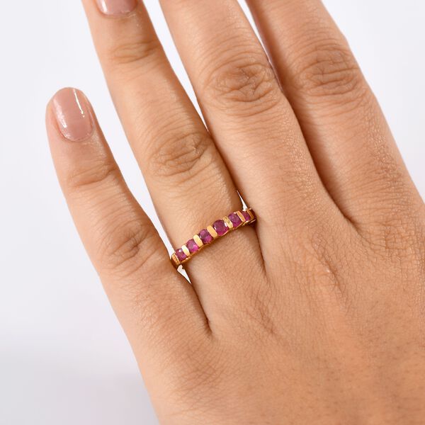 Afrikanischer Rubin (Fissure gefüllt) Ring 925 Silber vergoldet (Größe 18.00) ca. 0,93 ct image number 3