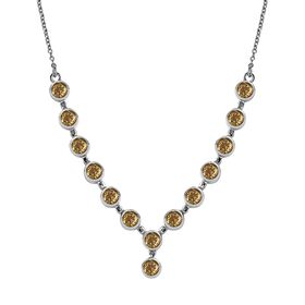 Citrin Halskette ca. 45 cm Edelstahl ca. 6,52 ct.