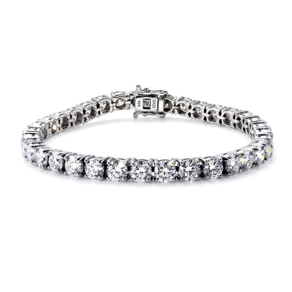 D'Joy Moissanit (Rund) Armband ca. 18 cm 925 Silber Rhodiniert ca. 16.54 ct