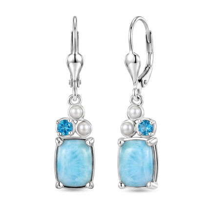 D'Joy AA Larimar, Neon Apatit Ohrringe 925 Silber Rhodiniert 4.64 ct