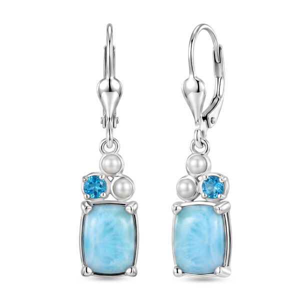 D'Joy AA Larimar, Neon Apatit Ohrringe 925 Silber Rhodiniert