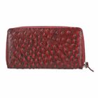 RFID-geschützte Brieftasche aus 100% echtem Leder mit Straußenprägung und abnehmbarem Trageschlaufe, Größe: 20x10 x3cm, rot