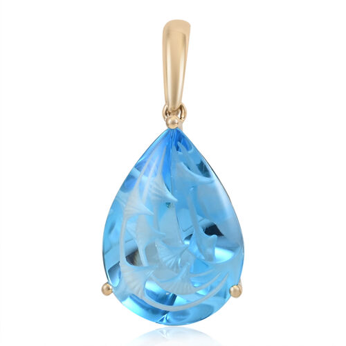 Zertifizierter und geprüfter AAA Blautopas Solitär-Anhänger - 9,10 Karat. image number 0